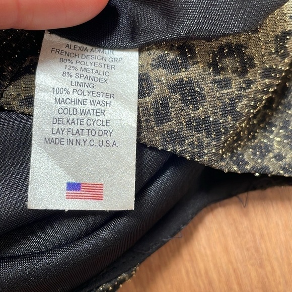 Alexia Admor Dress Sleeveless Bodycon Midi Leopard Animal Print Gold Green Large - Picture 11 of 12